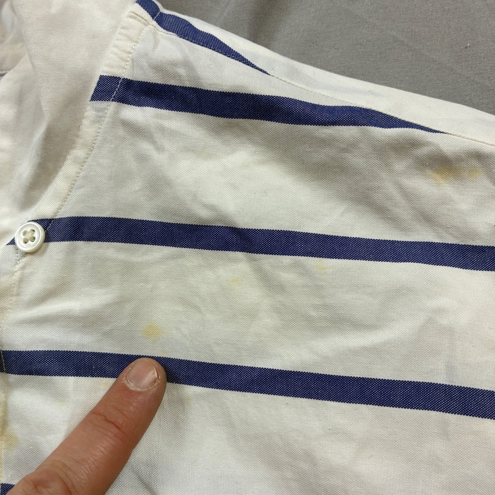 Ralph Lauren Button Up Women 4 White Blue Striped Peter Pan Collar RLPC Sailing - Picture 8 of 11